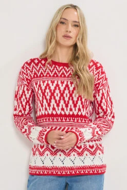 LTS Tall Red & White Fairisle Jumper
