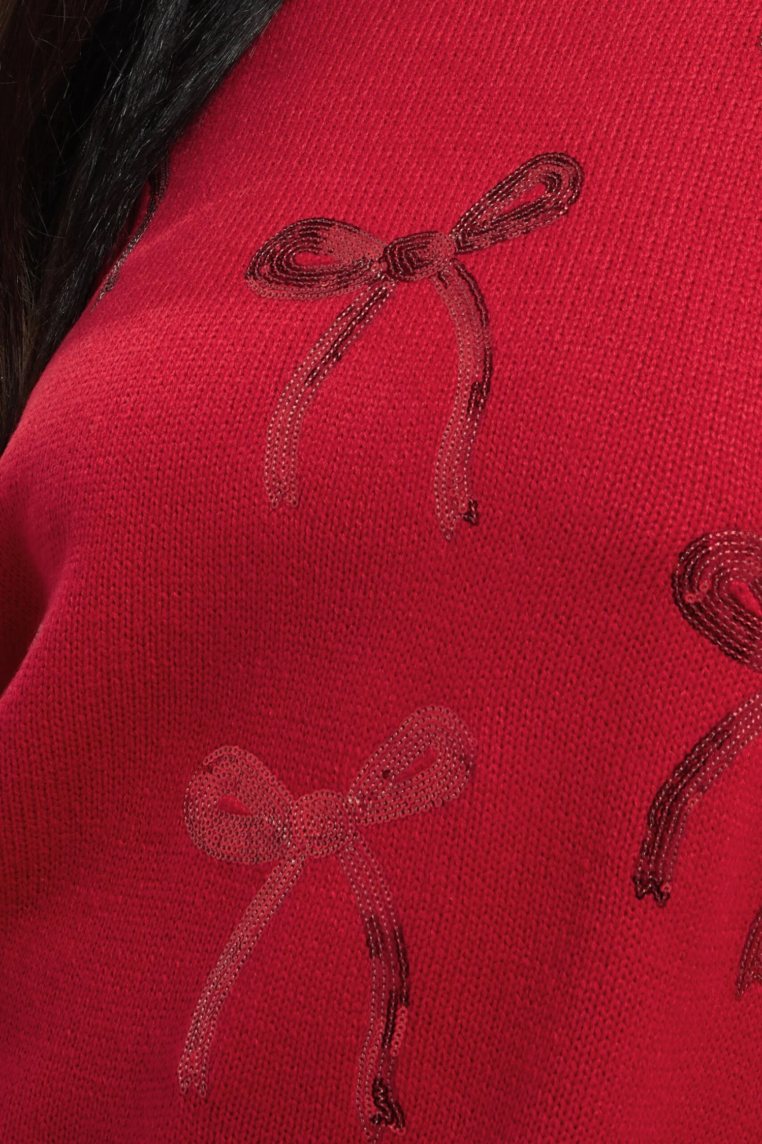 YOURS Curve Pull Tricoté Rouge à Paillettes Et Nœud 6 YOURS Curve Pull Tricoté Rouge à Paillettes Et Nœud – Image 4