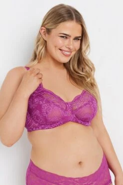 YOURS Curve Soutien-gorge à Armatures Non Rembourré En Dentelle Rose