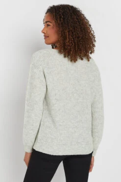 M&Co Grey V-Neck Cable Knit Shoulder Jumper 10 M&Co Grey V-Neck Cable Knit Shoulder Jumper -Evans Boutique f237847c 46fa 4e 501736 C