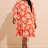 YOURS Curve Robe Mi-longue Orange à Fleurs Et Col Noué 2 YOURS Curve Robe Mi-longue Orange à Fleurs Et Col Noué -Evans Boutique f2753240 6cbc 44 175232 A
