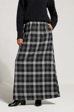 LTS Tall Black Cotton Check Side Tie Maxi Skirt 11 LTS Tall Black Cotton Check Side Tie Maxi Skirt -Evans Boutique f2aa6321 0a24 46 356389 B