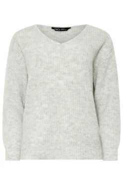 M&Co Grey V-Neck Cable Knit Shoulder Jumper 13 M&Co Grey V-Neck Cable Knit Shoulder Jumper -Evans Boutique f2daae98 f769 49 501736 X