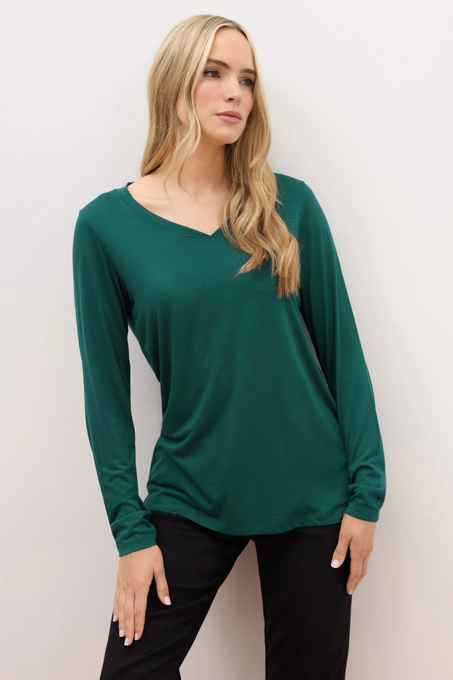 LTS PREMIUM Tall Forest Green Long Sleeve V-Neck Top 3 LTS PREMIUM Tall Forest Green Long Sleeve V-Neck Top