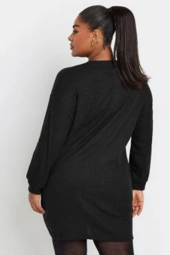 YOURS - Robe-Pull Noire Nervurée Manches Longues 9 YOURS - Robe-Pull Noire Nervurée Manches Longues -Evans Boutique f33c0872 538d 43 303588 C