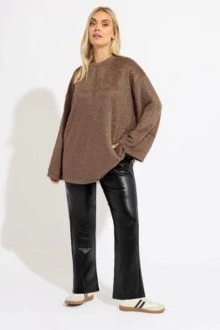 YOURS - Pantalon Noir Effet Cuir Coupe Droite