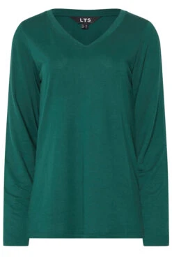 LTS PREMIUM Tall Forest Green Long Sleeve V-Neck Top 11 LTS PREMIUM Tall Forest Green Long Sleeve V-Neck Top -Evans Boutique f36bec6e 3af1 47 354928 X