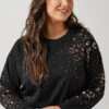 EVANS Curve Black & Bronze Leopard Sequin Embellished Sweatshirt