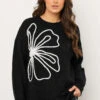 EVANS Curve Black Applique Floral Jumper