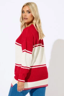 YOURS - Pull En Maille à Rayures Rouges -Evans Boutique f3d9353c 86cc 42 280685 C