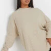 YOURS - Robe-Pull Beige Toucher Doux Nervuré -Evans Boutique f3dec9fc 9e7e 46 303334 A