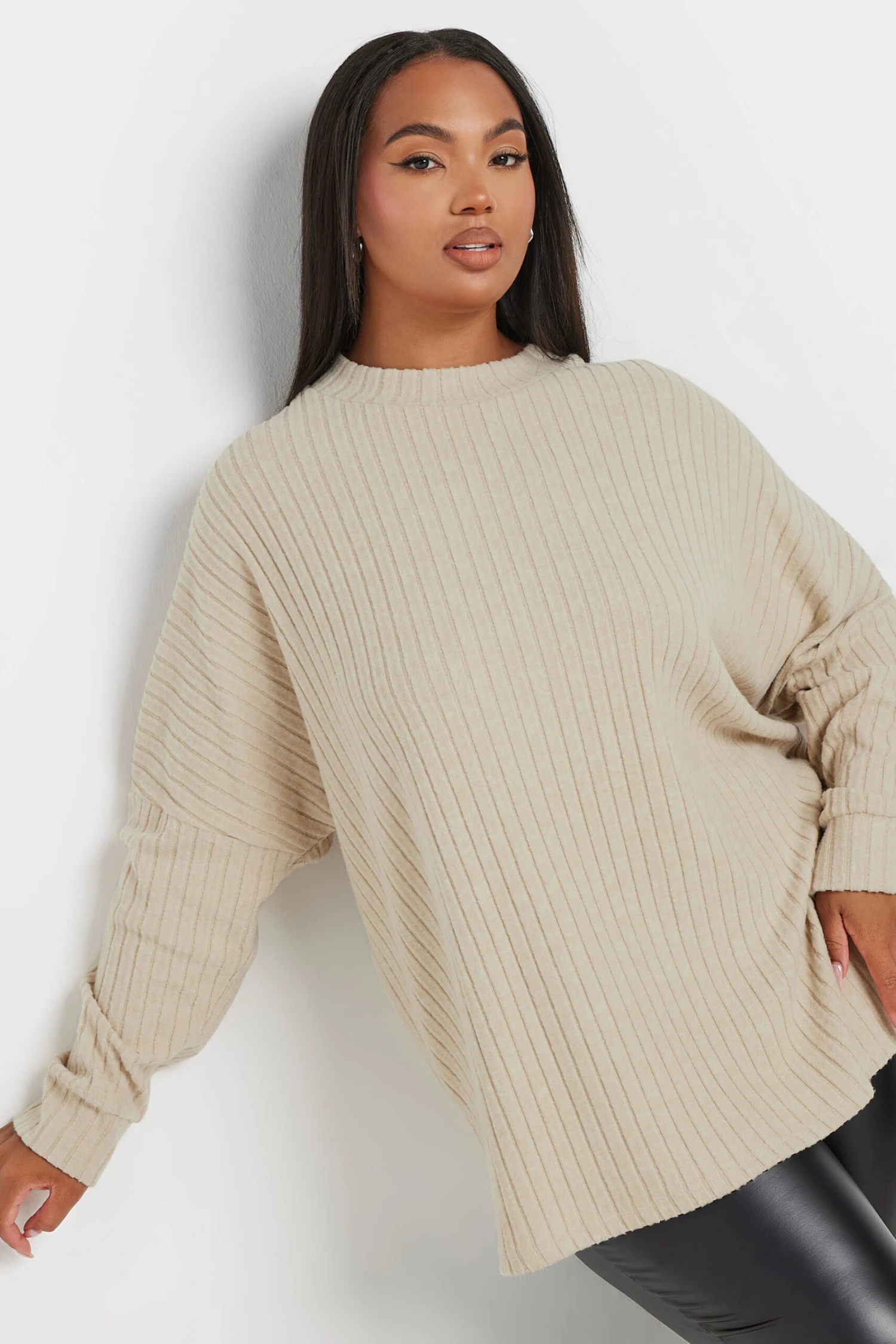 YOURS - Robe-Pull Beige Toucher Doux Nervuré 3 YOURS - Robe-Pull Beige Toucher Doux Nervuré
