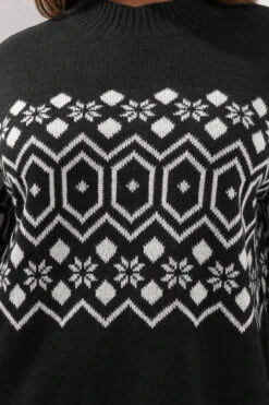 YOURS Curve Pull En Maille Fairisle Noir -Evans Boutique f3e42798 0ef6 4e 280765 D