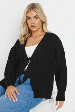 YOURS - Cardigan à Noeuds Noir En Maille