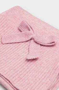 Dusky Pink Bow Detail Knitted Scarf -Evans Boutique f48fb0b9 edc4 40 246782 P1