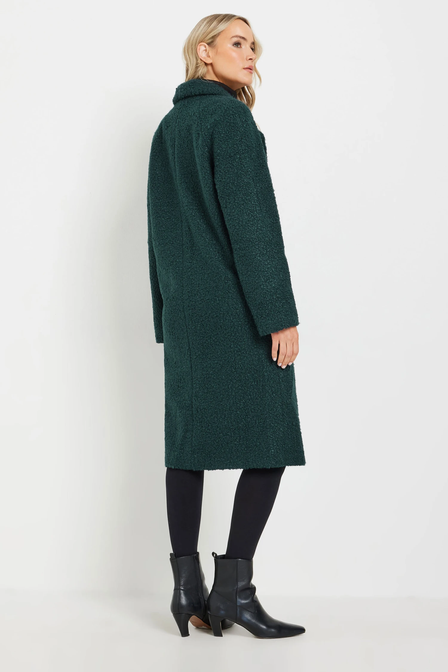 LTS Tall Forest Green Boucle Wrap Midi Coat 5 LTS Tall Forest Green Boucle Wrap Midi Coat – Image 3