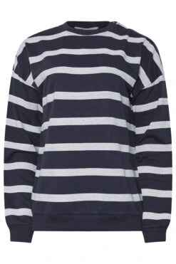 LTS Tall Navy Blue Striped Button Sweatshirt 11 LTS Tall Navy Blue Striped Button Sweatshirt -Evans Boutique f4c9abb3 b331 43 355285 X