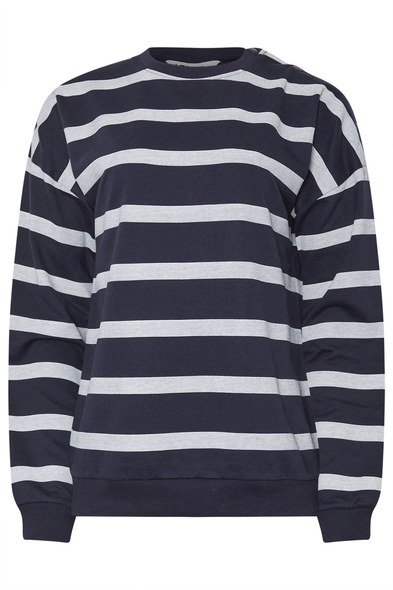 LTS Tall Navy Blue Striped Button Sweatshirt 7 LTS Tall Navy Blue Striped Button Sweatshirt – Image 5