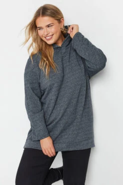 YOURS - Pull En Jersey à Capuche Gris Charbonneux Coupe Oversize