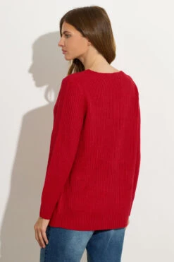 M&Co Red V-Neck Long Sleeve Knitted Jumper -Evans Boutique f5b0e3e8 11a6 4c 502425 C