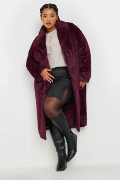 YOURS - Manteau Fausse Bordeaux