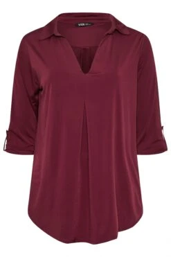 YOURS - Top Bordeaux Plissé Volanté En Jersey 11 YOURS - Top Bordeaux Plissé Volanté En Jersey -Evans Boutique f5f05ed2 bde1 42 303626 X