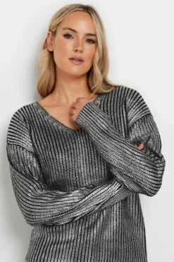LTS Tall Black Foil Jumper -Evans Boutique f64b6293 7d2c 4f 354993 D