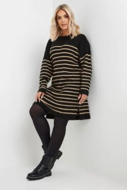 YOURS - Robe-Pull Noire & Beige à Rayures En Maille 8 YOURS - Robe-Pull Noire & Beige à Rayures En Maille -Evans Boutique f65f96c2 0db5 45 280350 B
