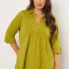 EVANS Curve Green Pintuck Henley Top 1 EVANS Curve Green Pintuck Henley Top -Evans Boutique f6a0d355 9b38 49 616375 A