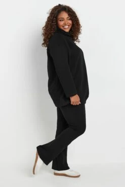 YOURS - Pull En Jersey à Capuche Noir Coupe Oversize -Evans Boutique f6a36798 67f3 42 303600 B