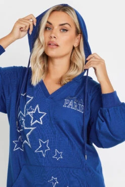 YOURS - Pull à Capuche Bleu Électrique 'Paris' -Evans Boutique f6adcdaa 3dc3 44 303765 C