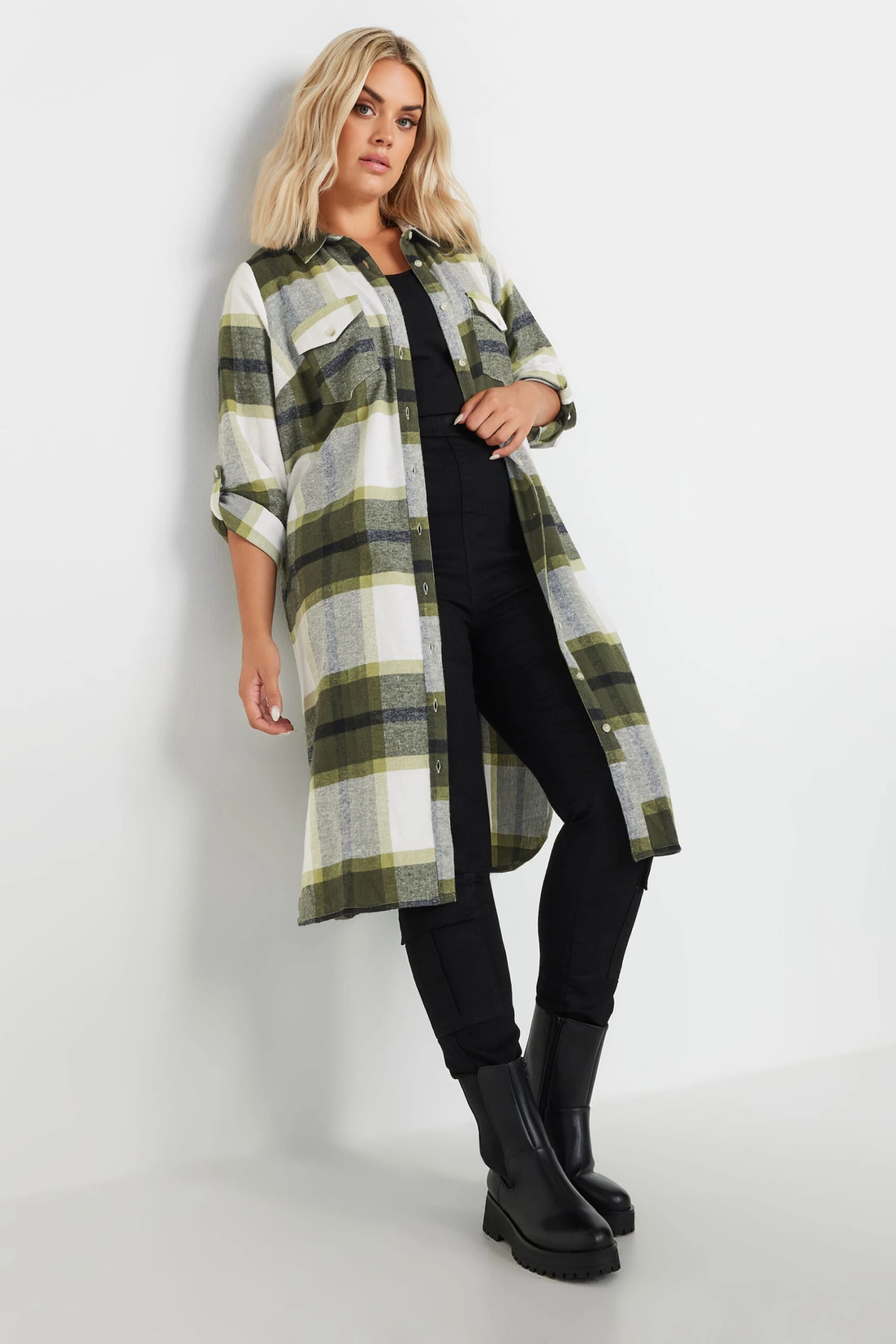 YOURS - Chemisier Vert Kaki Maxi à Carreaux 3 YOURS - Chemisier Vert Kaki Maxi à Carreaux