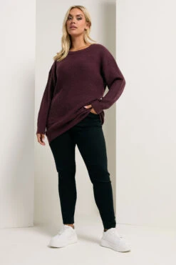 YOURS - Pull En Maille Essentiel Violet Foncé 8 YOURS - Pull En Maille Essentiel Violet Foncé -Evans Boutique f6d681bc 22f2 48 280618 B