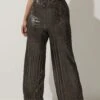LIMITED COLLECTION - Pantalon Métallique Plissé Marron Coupe Wide Leg -Evans Boutique f71bad14 784f 4d 216297 A