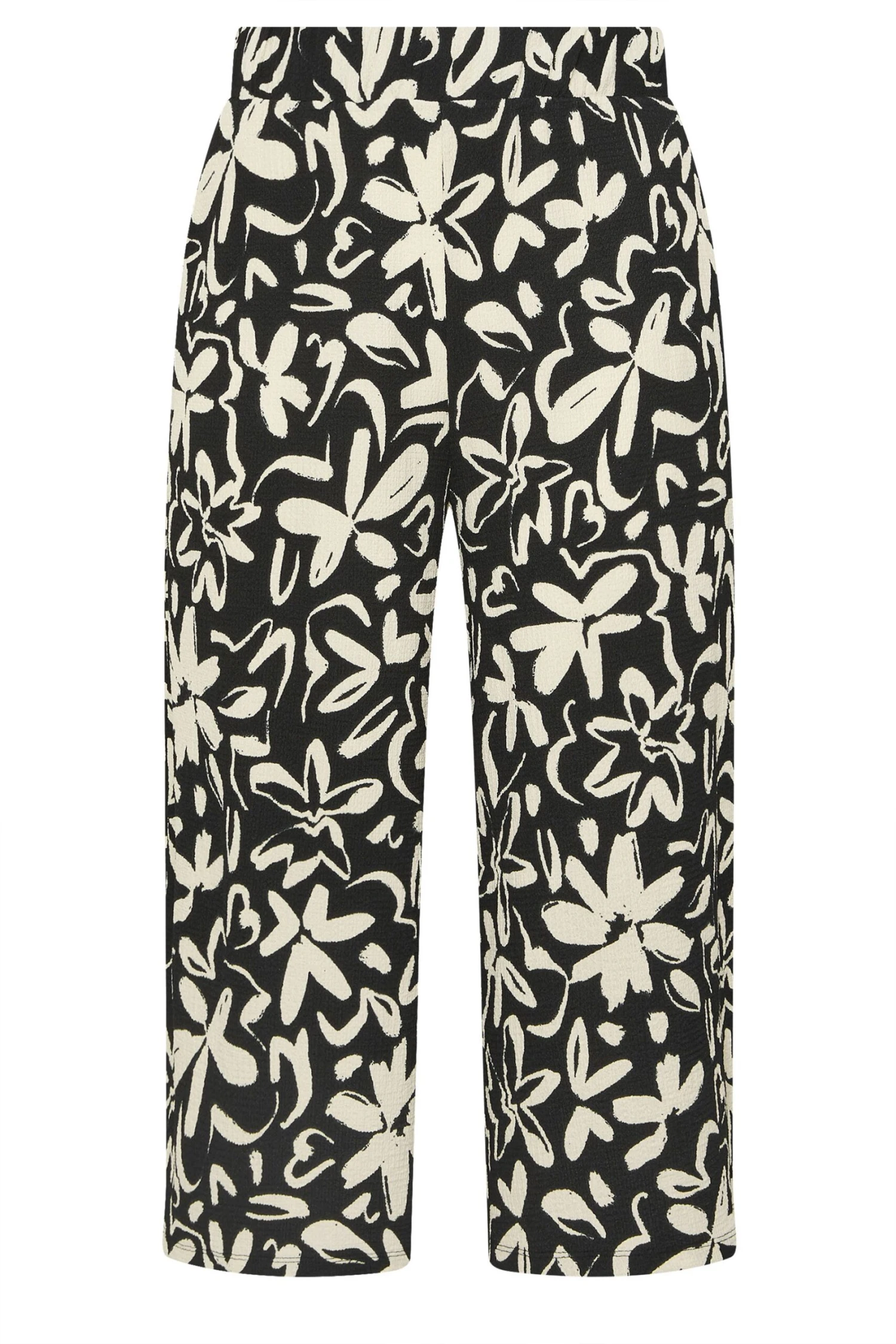 YOURS - Pantalon Jupe-Culotte Texturé Noir & Crème Floral 7 YOURS - Pantalon Jupe-Culotte Texturé Noir & Crème Floral – Image 5