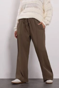 YOURS Curve Pantalon Large à Coutures Sur Le Devant Marron