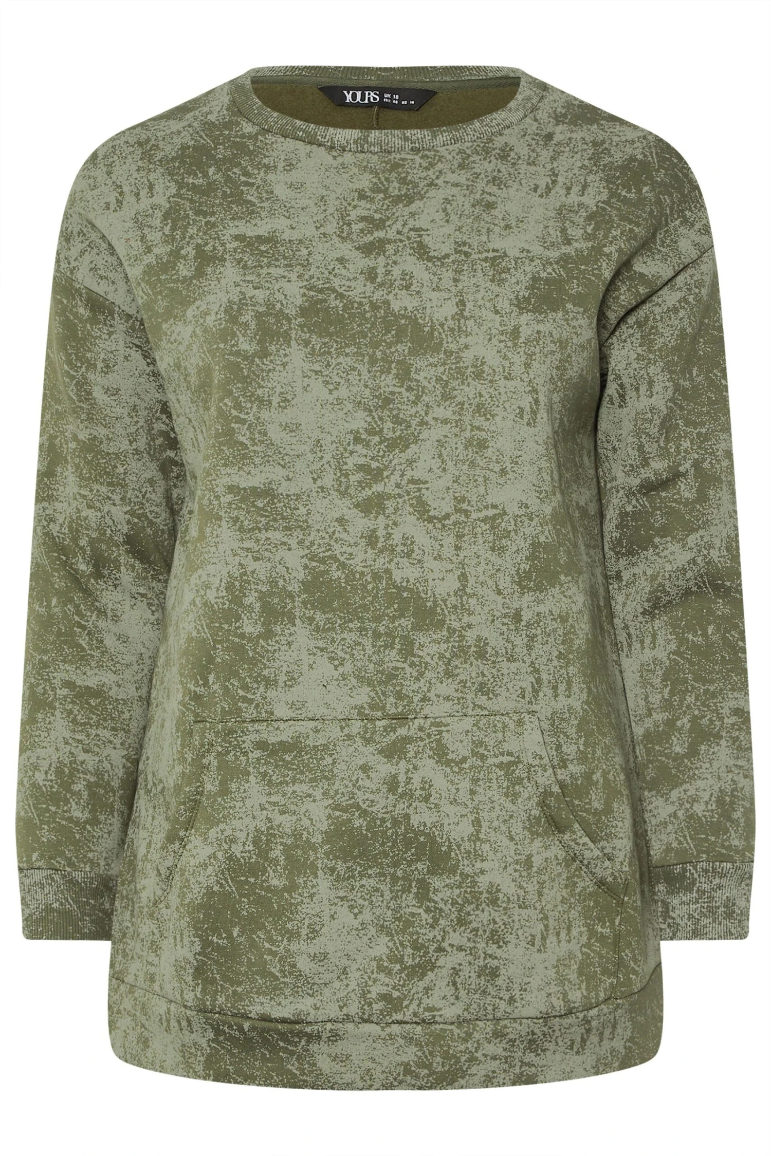 YOURS Curve Sweat-shirt à Poche Abstrait Vert 7 YOURS Curve Sweat-shirt à Poche Abstrait Vert – Image 5