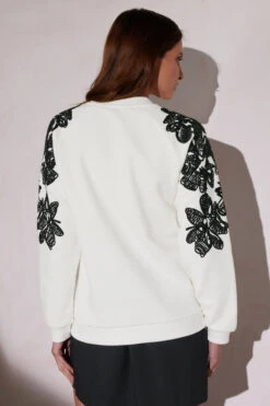 STAR Ivory White Floral Embroidered Sweatshirt -Evans Boutique f879247a 0546 4d 110798 B
