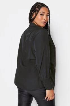 YOURS - Chemisier Noir Dentelle Manches Longues -Evans Boutique f87d7a38 af89 43 330181 C