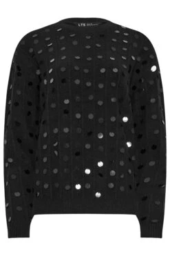 LTS Tall Black Disco Sequin Jumper 11 LTS Tall Black Disco Sequin Jumper -Evans Boutique f89139a9 6822 43 356086 X