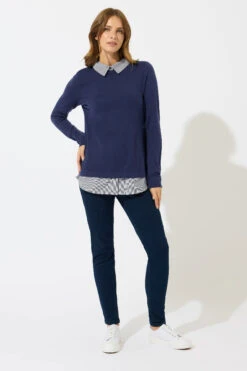 M&Co Navy Blue 2 In 1 Jumper -Evans Boutique f89282e7 10d8 44 502450 B