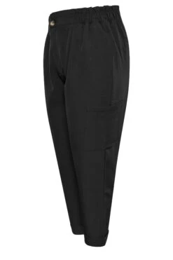 YOURS - Pantalon Cargo Noir Taille Plissé Coupe Droite -Evans Boutique f8be6791 33b2 4d 143877 Y