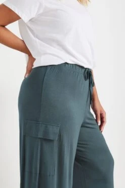 YOURS - Pantalon Cargo Wide Leg Bleu Pétrole -Evans Boutique f9197c2c 7ec8 47 310053 D