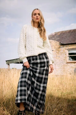 LTS Tall Ivory White Knitted Textured Button Cardigan