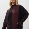 YOURS - Pull Bicolore Noir & Bordeaux