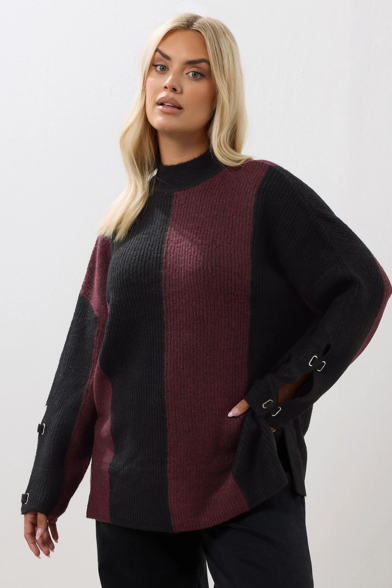 YOURS - Pull Bicolore Noir & Bordeaux 3 YOURS - Pull Bicolore Noir & Bordeaux