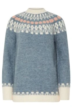 LTS Tall Blue Fairisle Knitted Jumper 11 LTS Tall Blue Fairisle Knitted Jumper -Evans Boutique f92ddbbe ba1a 40 356373 X