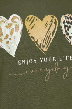 YOURS Curve Robe Sweat-shirt Vert Kaki « Enjoy Your Life » -Evans Boutique fa106aad 2c4a 40 304039 Z