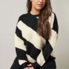 EVANS Curve Black & White Diagonal Stripe Knitted Jumper 2 EVANS Curve Black & White Diagonal Stripe Knitted Jumper -Evans Boutique fa41f2ef b565 4e 615531 A