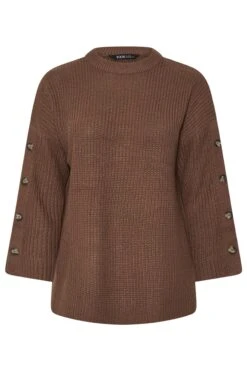 YOURS Curve Pull En Maille à Manches Boutonnées Marron Chocolat 11 YOURS Curve Pull En Maille à Manches Boutonnées Marron Chocolat -Evans Boutique fa6d6a57 ef85 43 280515 X